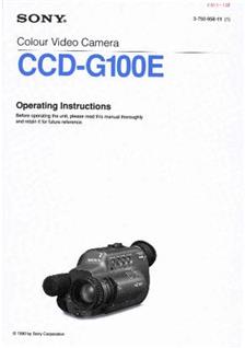 Sony CCD G 100 E manual. Camera Instructions.